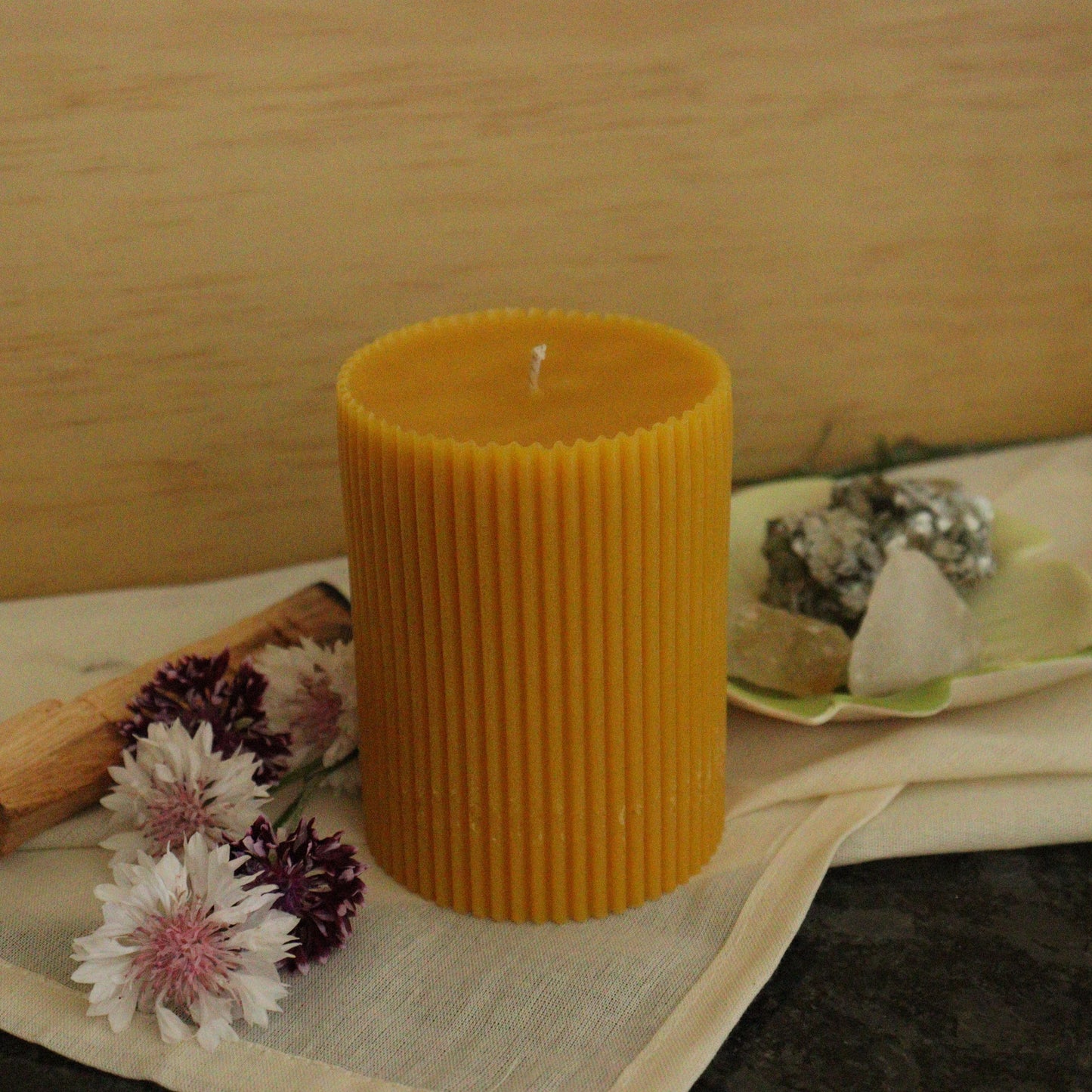 300g vertical stripe beeswax candle sage intuition