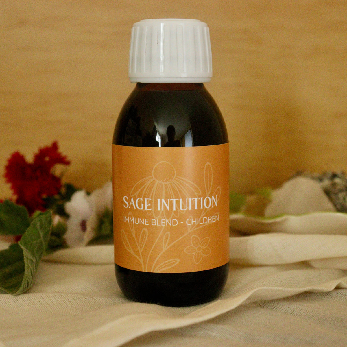 bottle of herbal medicine immune blend for children